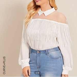 White blouse with mesh on top